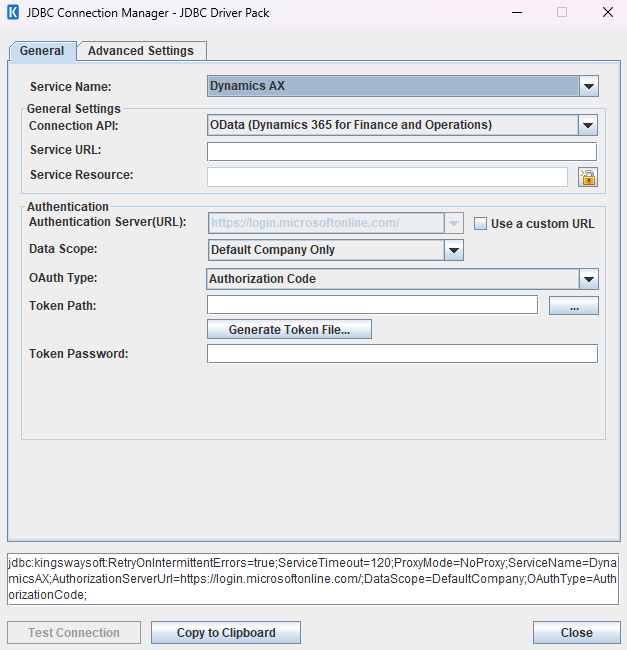 Click to enlarge Dynamics AX/F&O JDBC Driver Pack Connection Manager