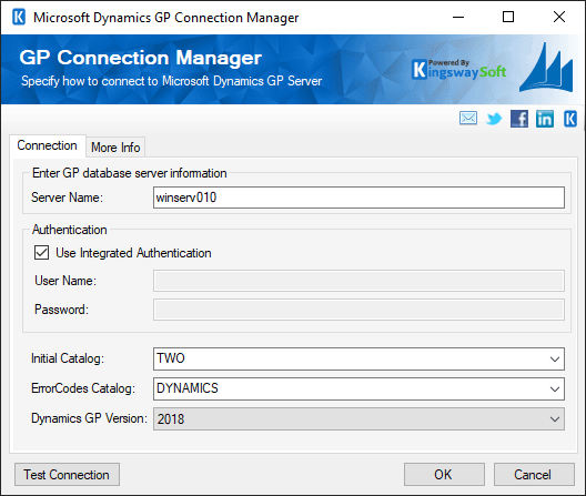 SSIS Integration Toolkit for Microsoft Dynamics GP - GP Connection Manager