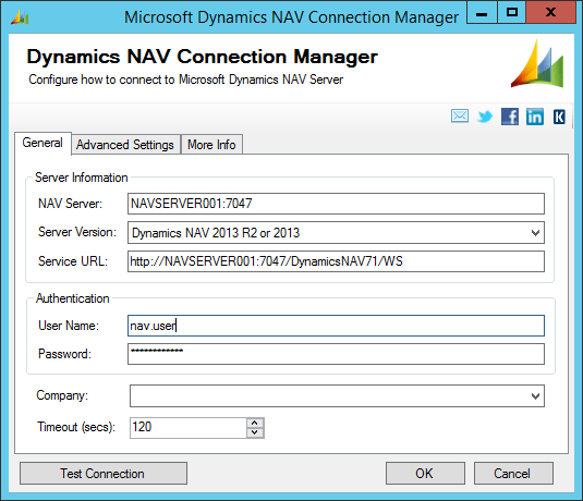 Microsoft Dynamics NAV Connection Manager