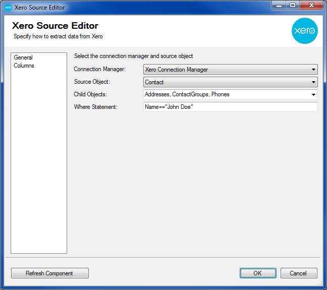 SSIS Integration Toolkit for Xero - Source Component