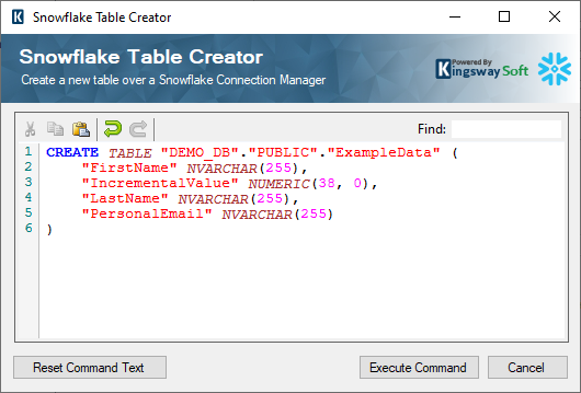 Snowflake Table Creator