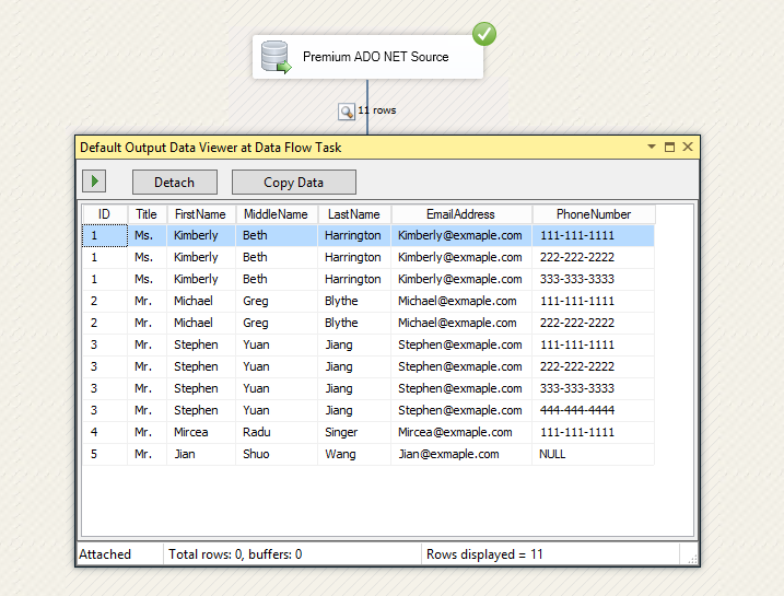 Default Output Data Viewer of Tabular Data