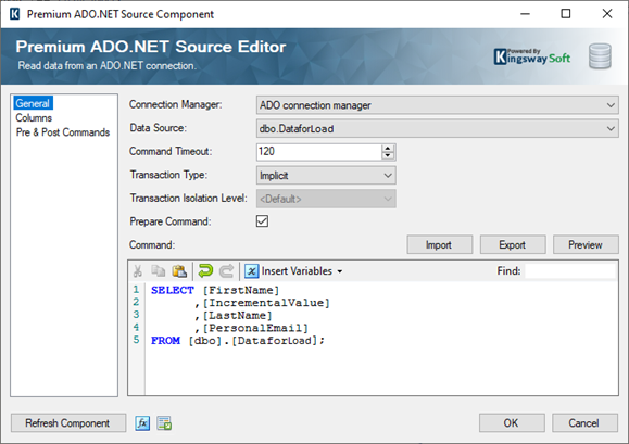 Premium ADO.NET Source Component