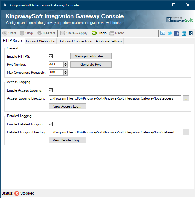 Configuring KingswaySoft Integration Gateway - HTTP Server