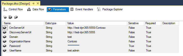 SSIS Parameters