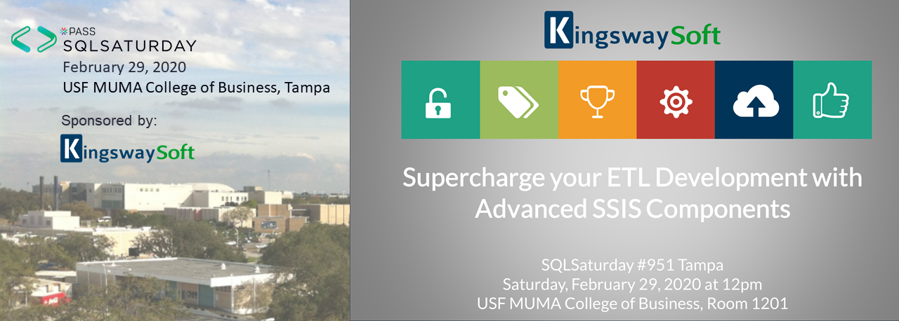 As proud sponsors, join us at SQLSaturday #951 in Tampa for our Supercharge your ETL Development with Advanced SSIS Components session