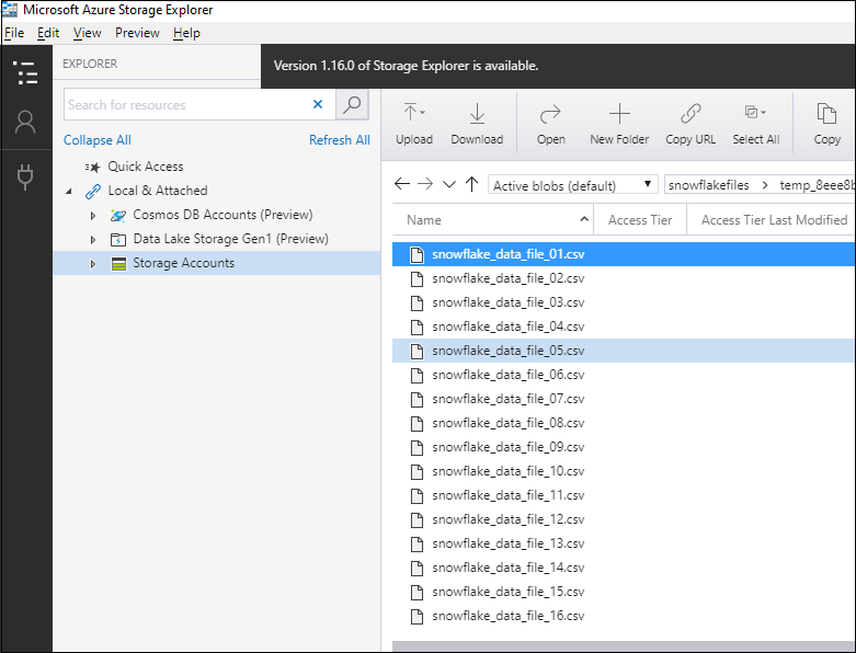 Azure Storage Container Snowflake Files