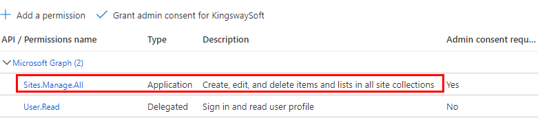 Image 006 - AAD App Permission for Graph Access - App