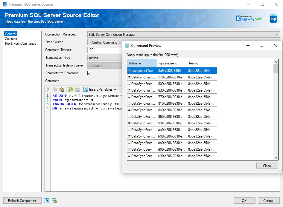 Premium Premium SQL Server Source Component