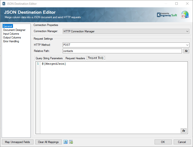 Image 001 - JSON Destination Configuration