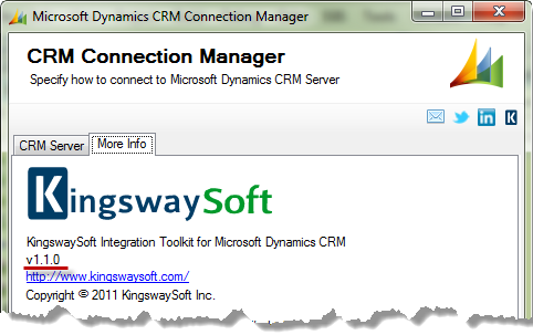 CRM Connection Manager with Version Number